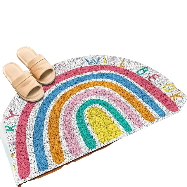 Halfronde Deurmat met Regenboog- en Watermeloenprint 0