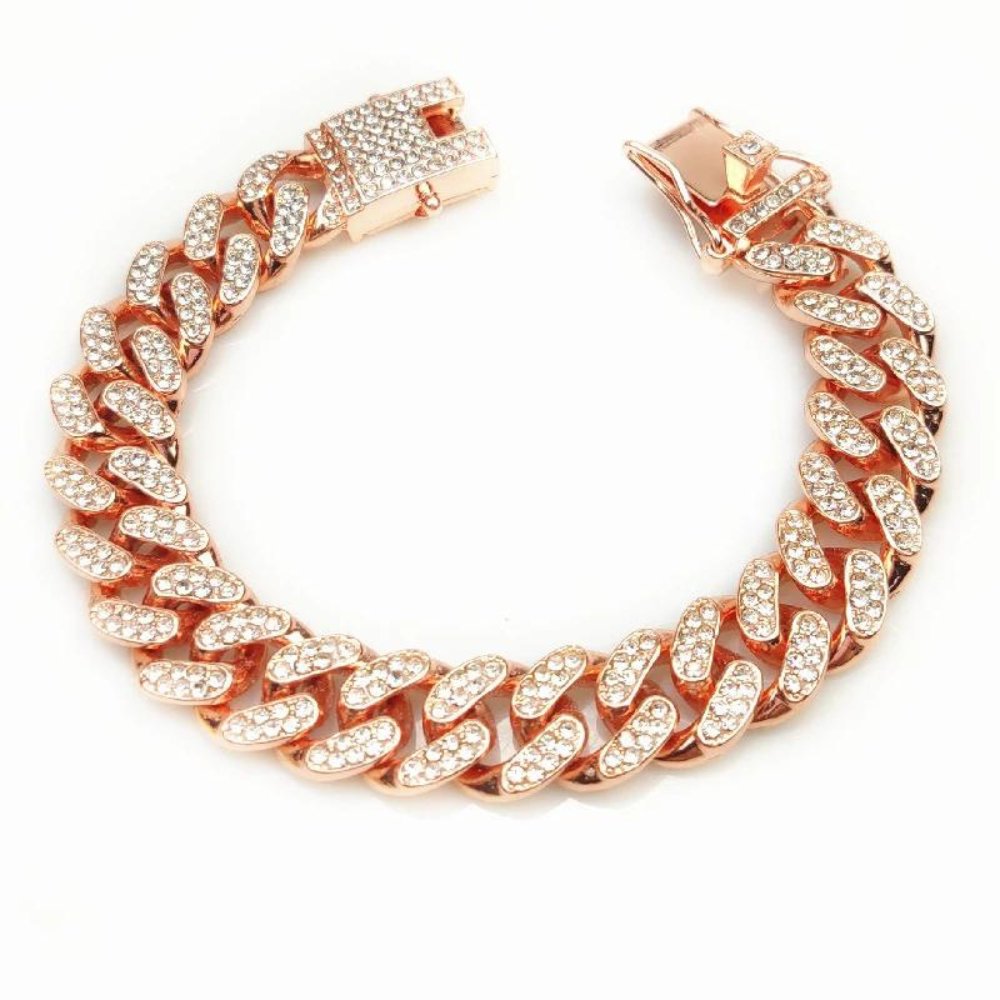 Halsband Hond Luxe met Gouden Ketting en Zirkonia Diamanten voor Honden 6