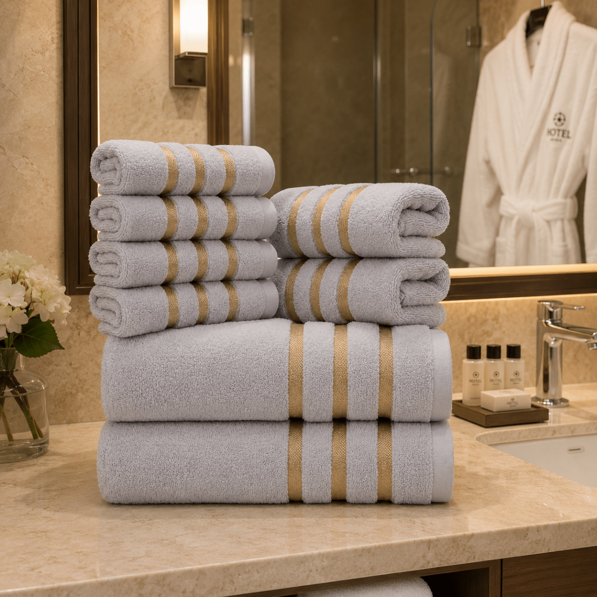Handdoeken Set voor Badkamer en Spa, 8-delige Handdoekenset voor Gezin 2