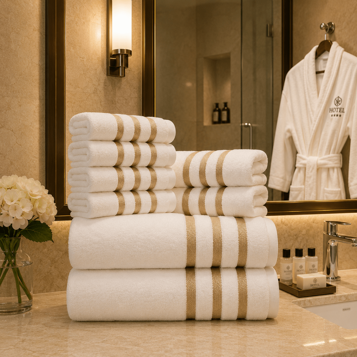 Handdoeken Set voor Badkamer en Spa, 8-delige Handdoekenset voor Gezin 4