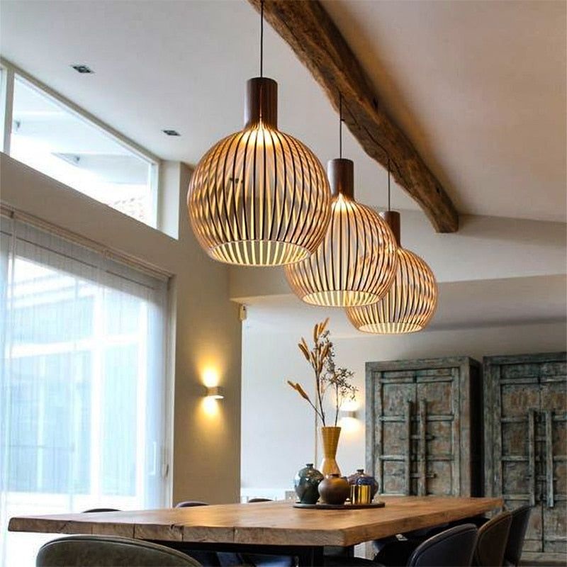 Hanglamp Eettafel Verstelbaar Houten Design voor Woonkamer en Slaapkamer 1