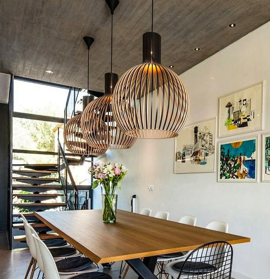 Hanglamp Eettafel Verstelbaar Houten Design voor Woonkamer en Slaapkamer 2