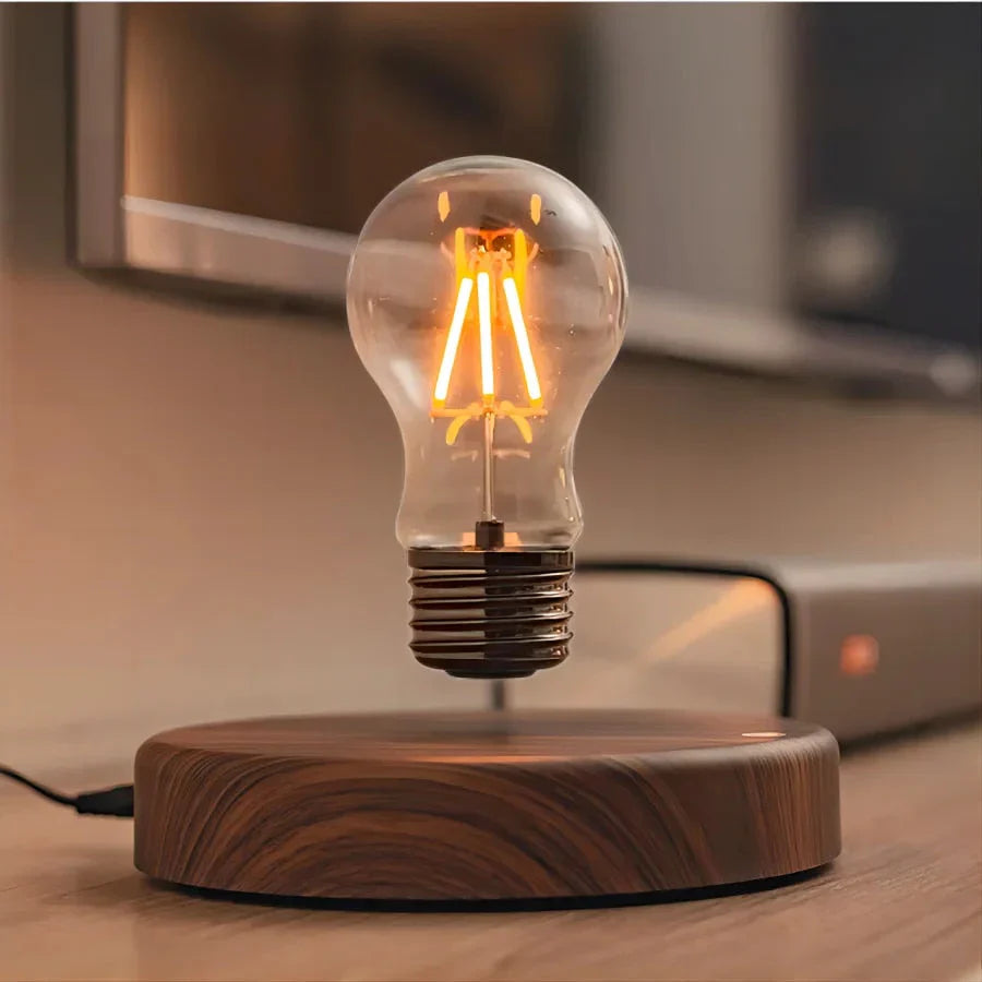 Hanglamp met Zwevende Edison Lamp en Walnoot Voet voor Moderne Interieurs 0