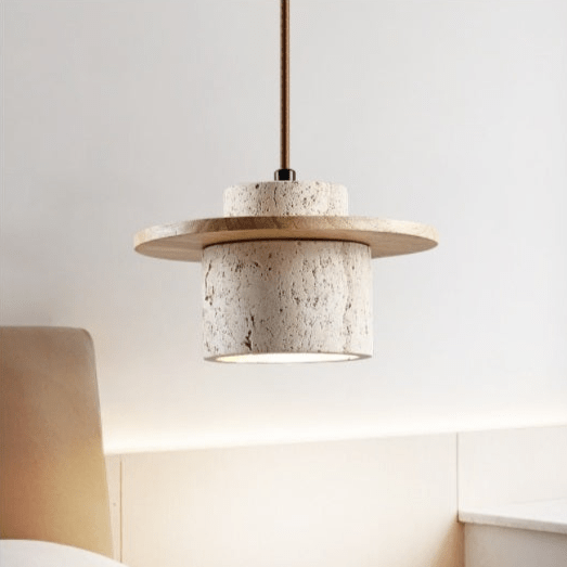 Hanglamp van Travertijn met Retro Afwerking 1