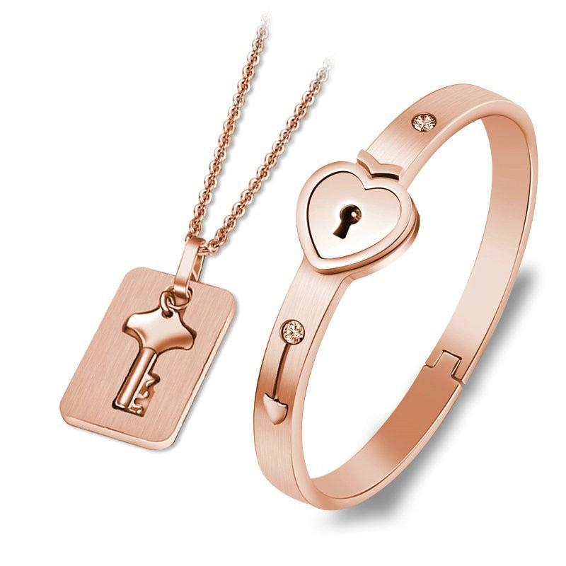 Lock Key Armband en Ketting Set