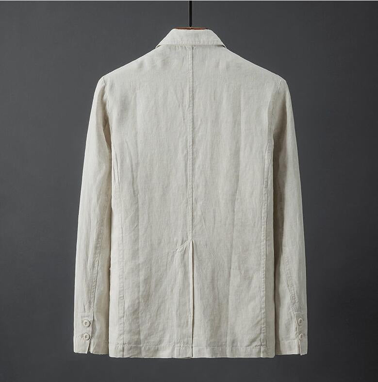 Heren Blazer Leinen Smalle Pasvorm met Reverskragen 1