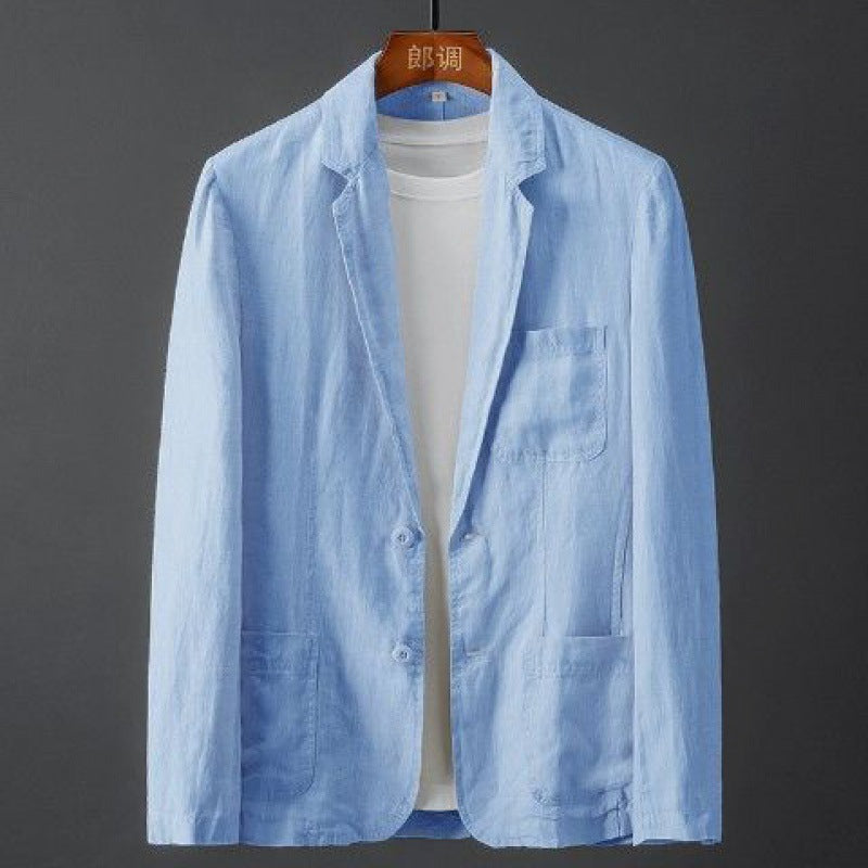 Heren Blazer Leinen Smalle Pasvorm met Reverskragen 3