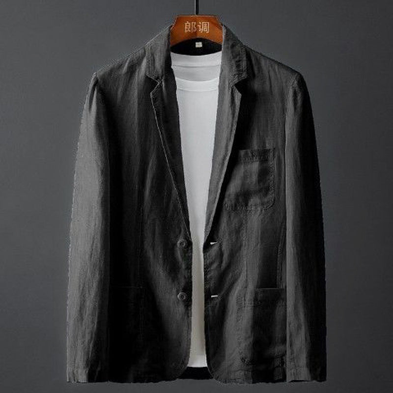 Heren Blazer Leinen Smalle Pasvorm met Reverskragen 4