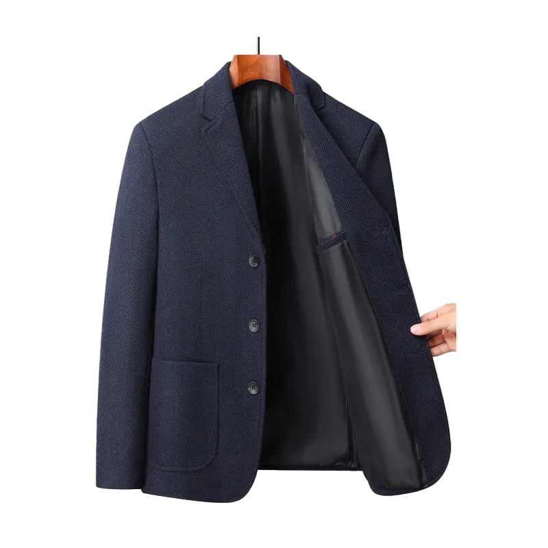 Heren Blazer in Wolmix met Klassiek Sillbenspatroon 0