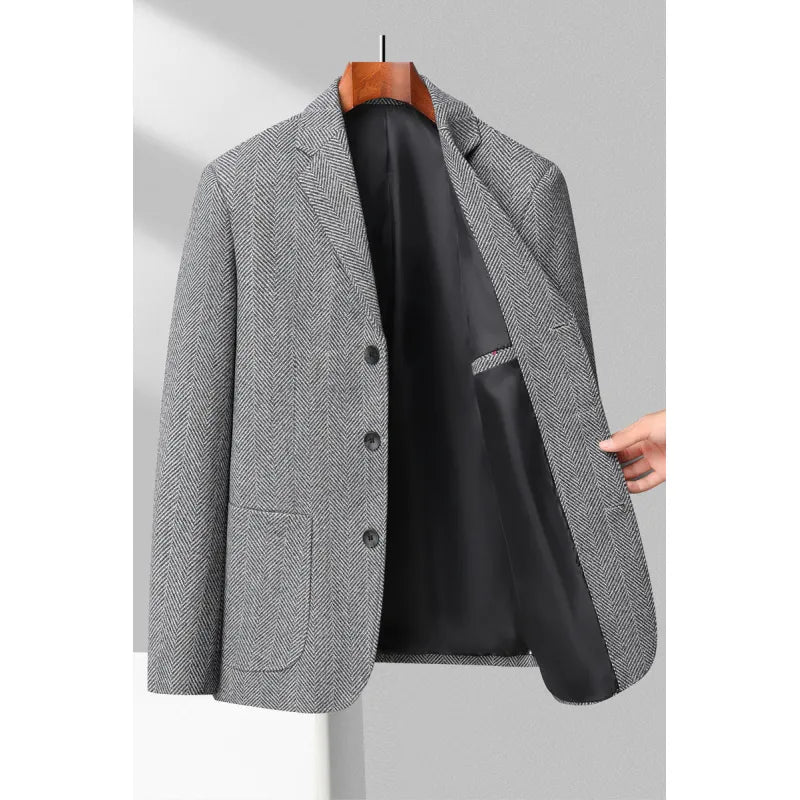 Heren Blazer in Wolmix met Klassiek Sillbenspatroon 1