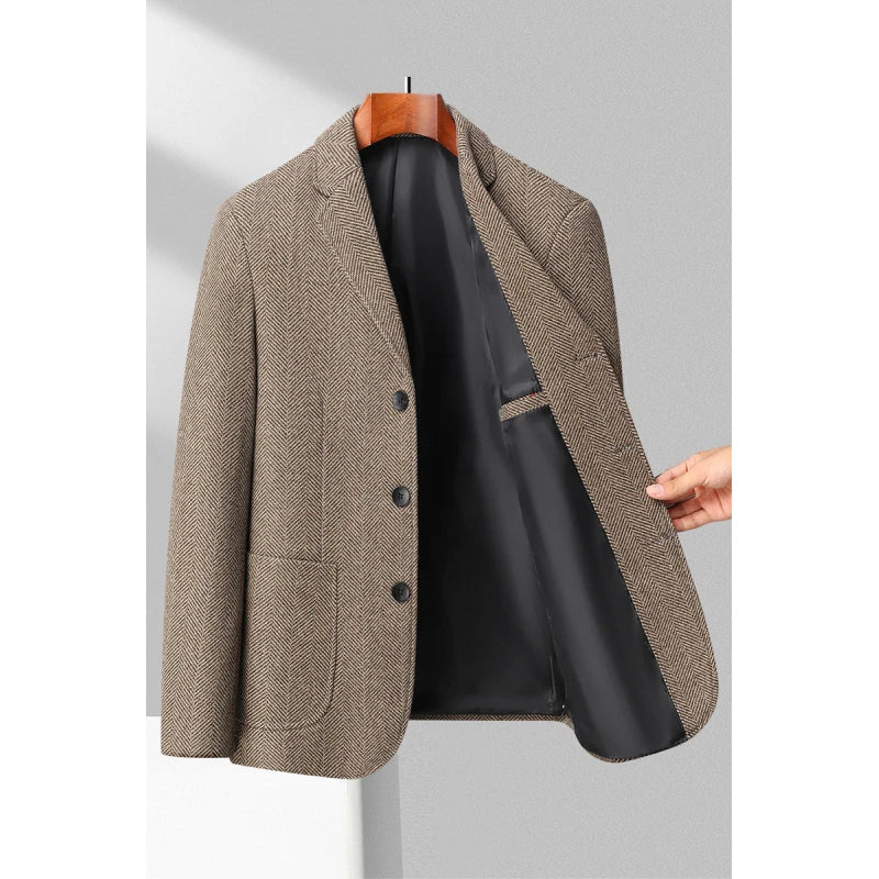 Heren Blazer in Wolmix met Klassiek Sillbenspatroon 2