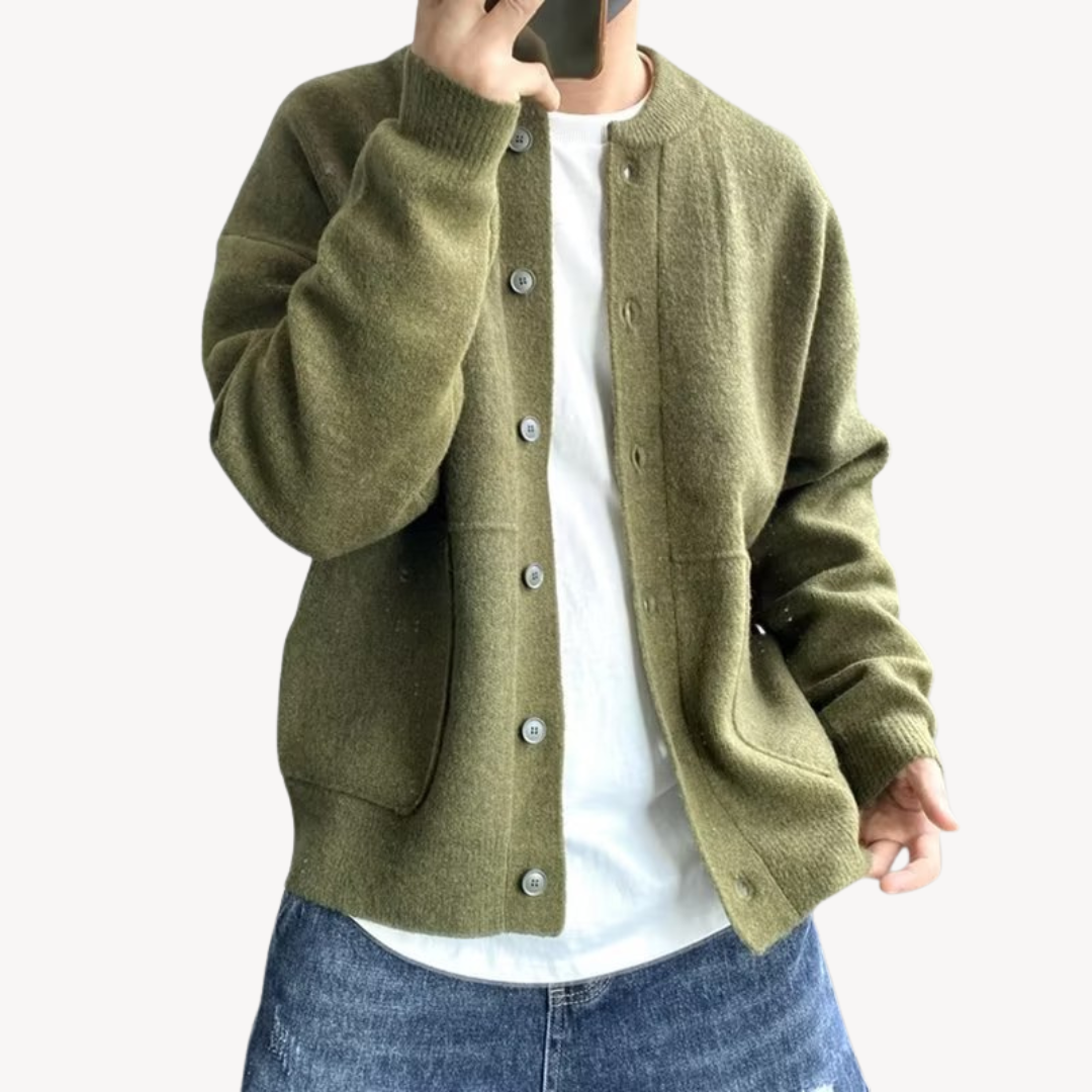 Heren Cardigan Gebreid Wol Met Knoopsluiting Casual Style 0