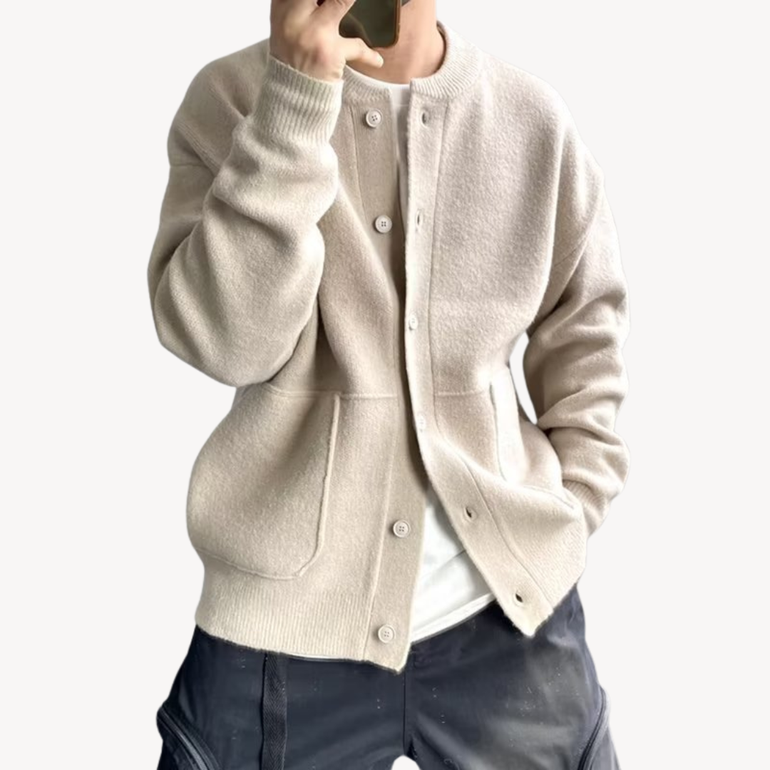 Heren Cardigan Gebreid Wol Met Knoopsluiting Casual Style 1