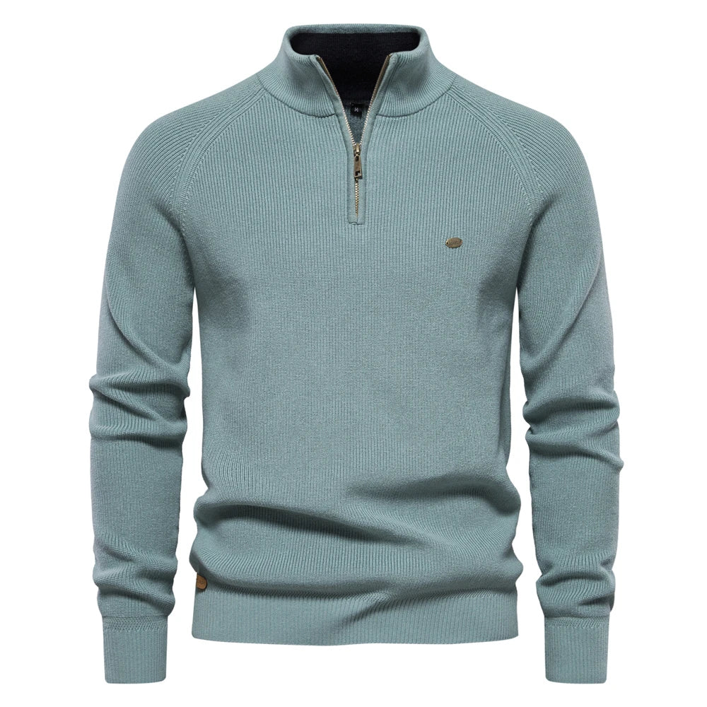 Heren Cardigan Hoog Col Casual Katoen Met Rits 10
