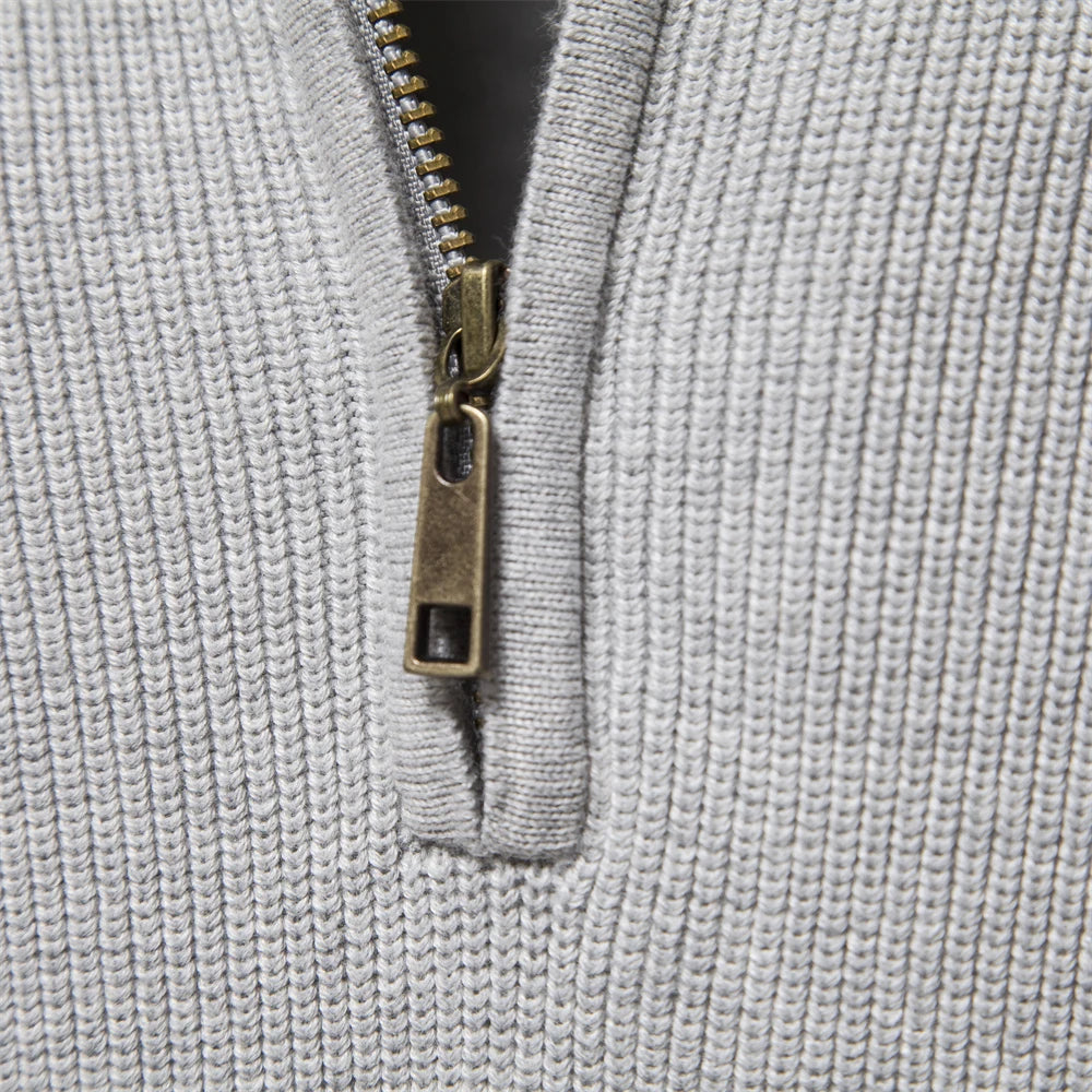Heren Cardigan Hoog Col Casual Katoen Met Rits 3