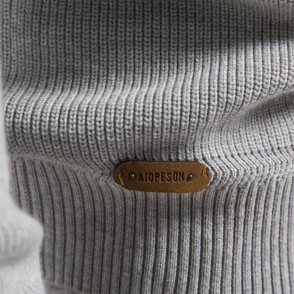 Heren Cardigan Hoog Col Casual Katoen Met Rits 4