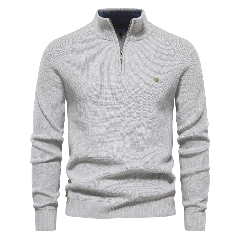 Heren Cardigan Hoog Col Casual Katoen Met Rits 6
