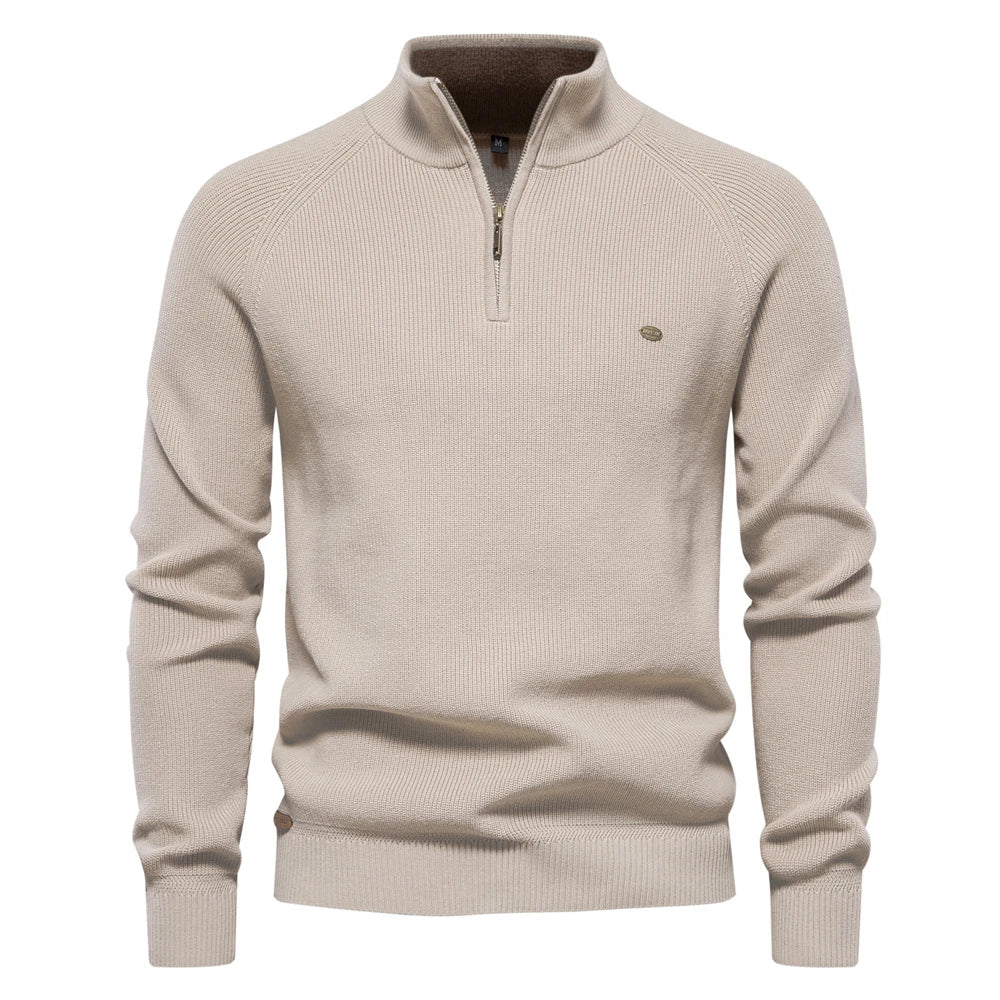 Heren Cardigan Hoog Col Casual Katoen Met Rits 8