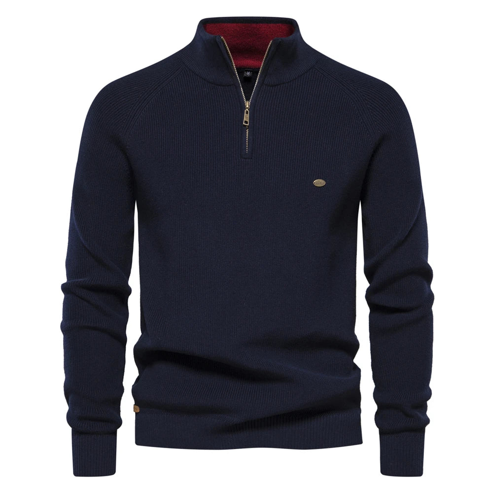 Heren Cardigan Hoog Col Casual Katoen Met Rits 9