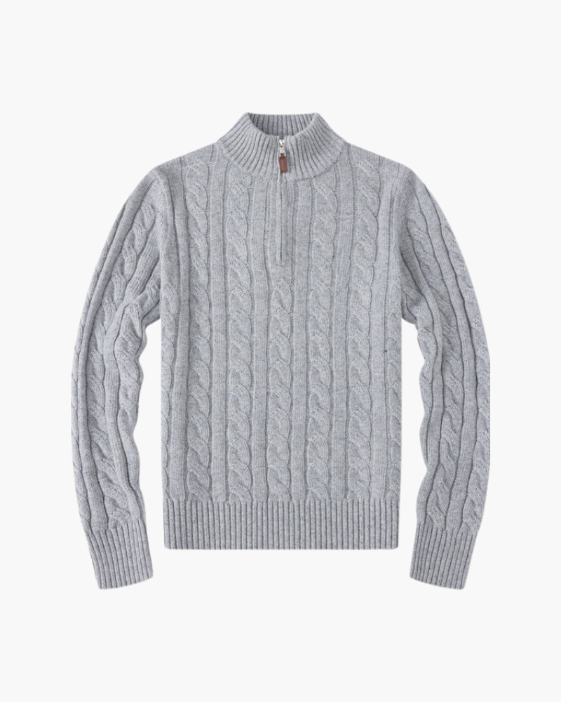 Heren Cardigan Zip-Up met Hoge Kraag en Ribbed Details 0