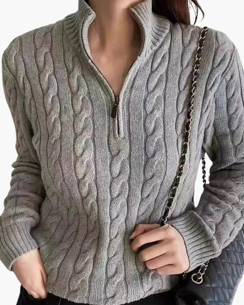 Heren Cardigan Zip-Up met Hoge Kraag en Ribbed Details 2