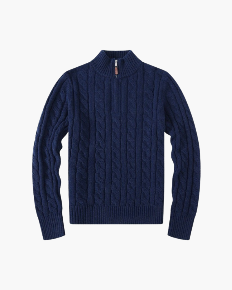 Heren Cardigan Zip-Up met Hoge Kraag en Ribbed Details 3