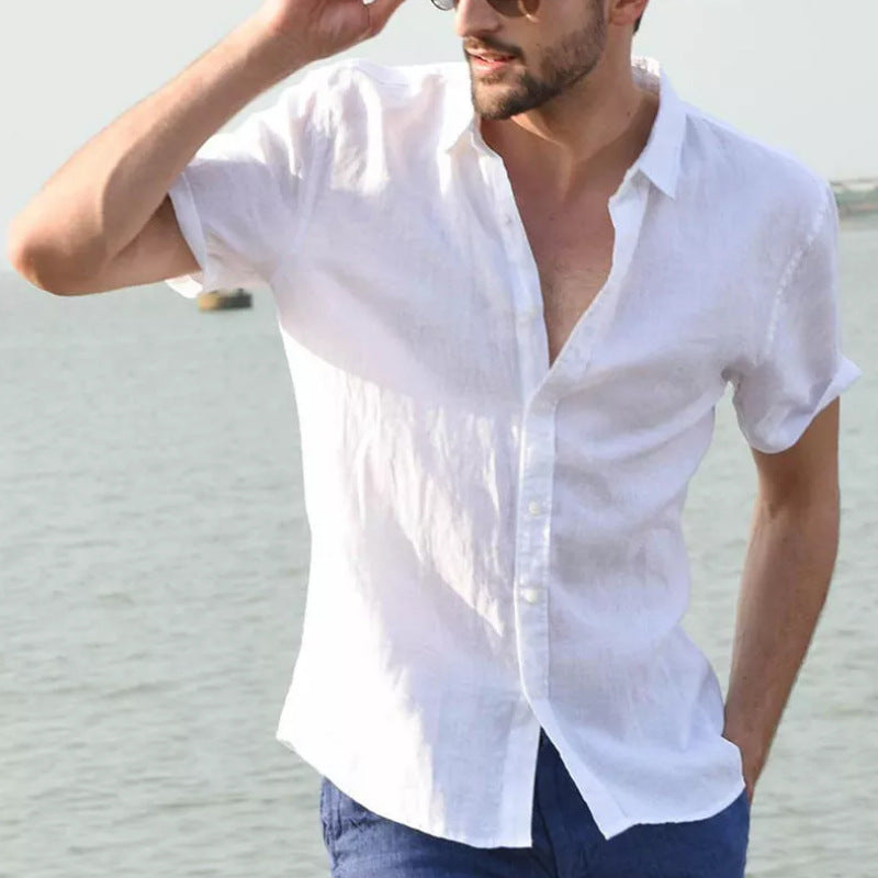 Heren Casual Shirt Korte Mouw Relaxed Fit 0