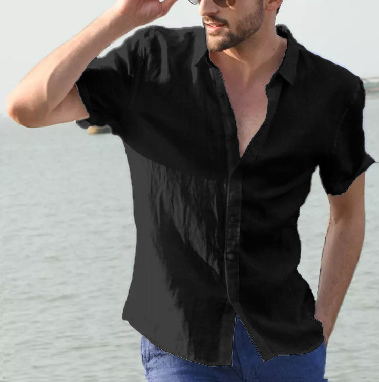 Heren Casual Shirt Korte Mouwen Met Button-Down Kraag 10
