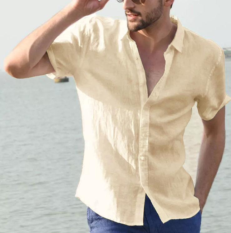 Heren Casual Shirt Korte Mouwen Met Button-Down Kraag 9