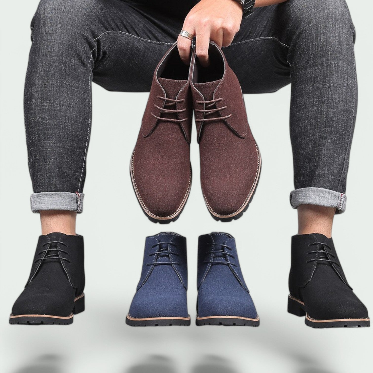 Heren Casual Suède Bottines Met Robuuste Zool 1