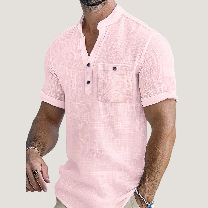 Heren Chemise Korte Mouwen V-Hals Rayon Casual 1