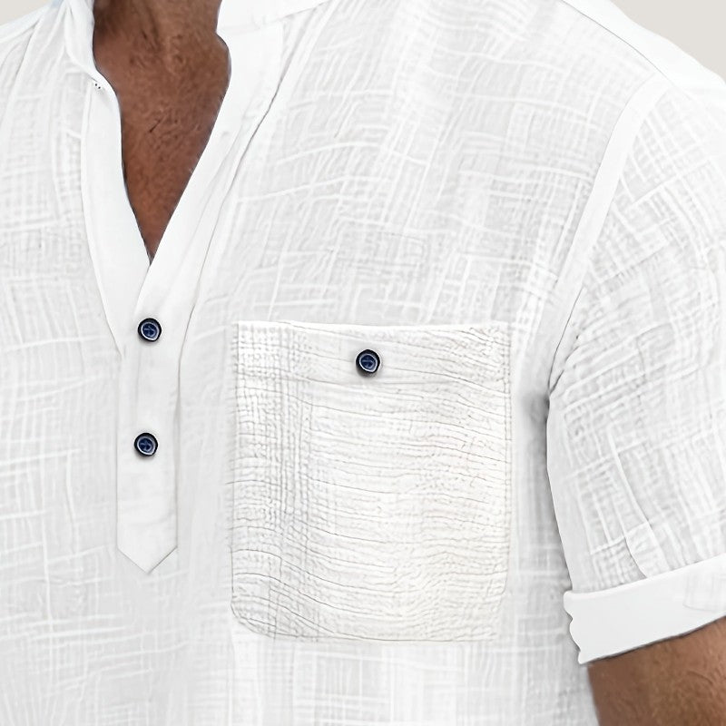 Heren Chemise Korte Mouwen V-Hals Rayon Casual 2