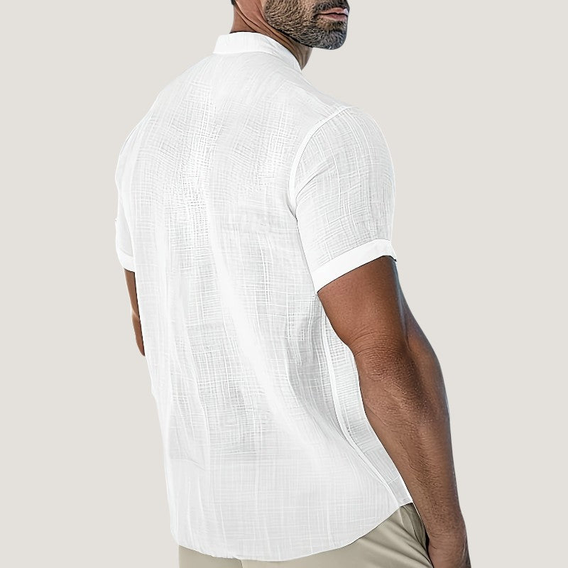 Heren Chemise Korte Mouwen V-Hals Rayon Casual 4
