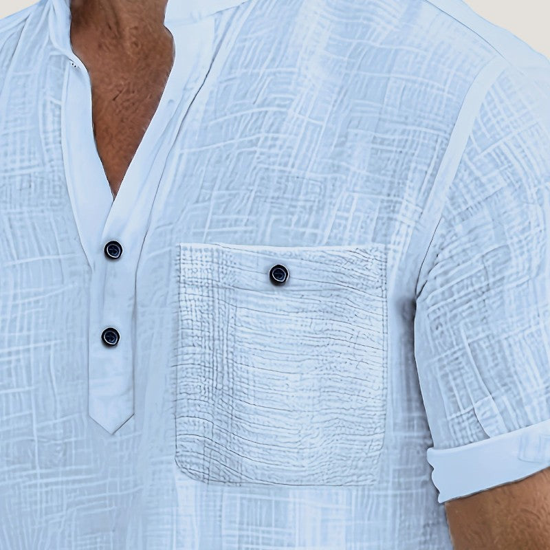 Heren Chemise Korte Mouwen V-Hals Rayon Casual 7