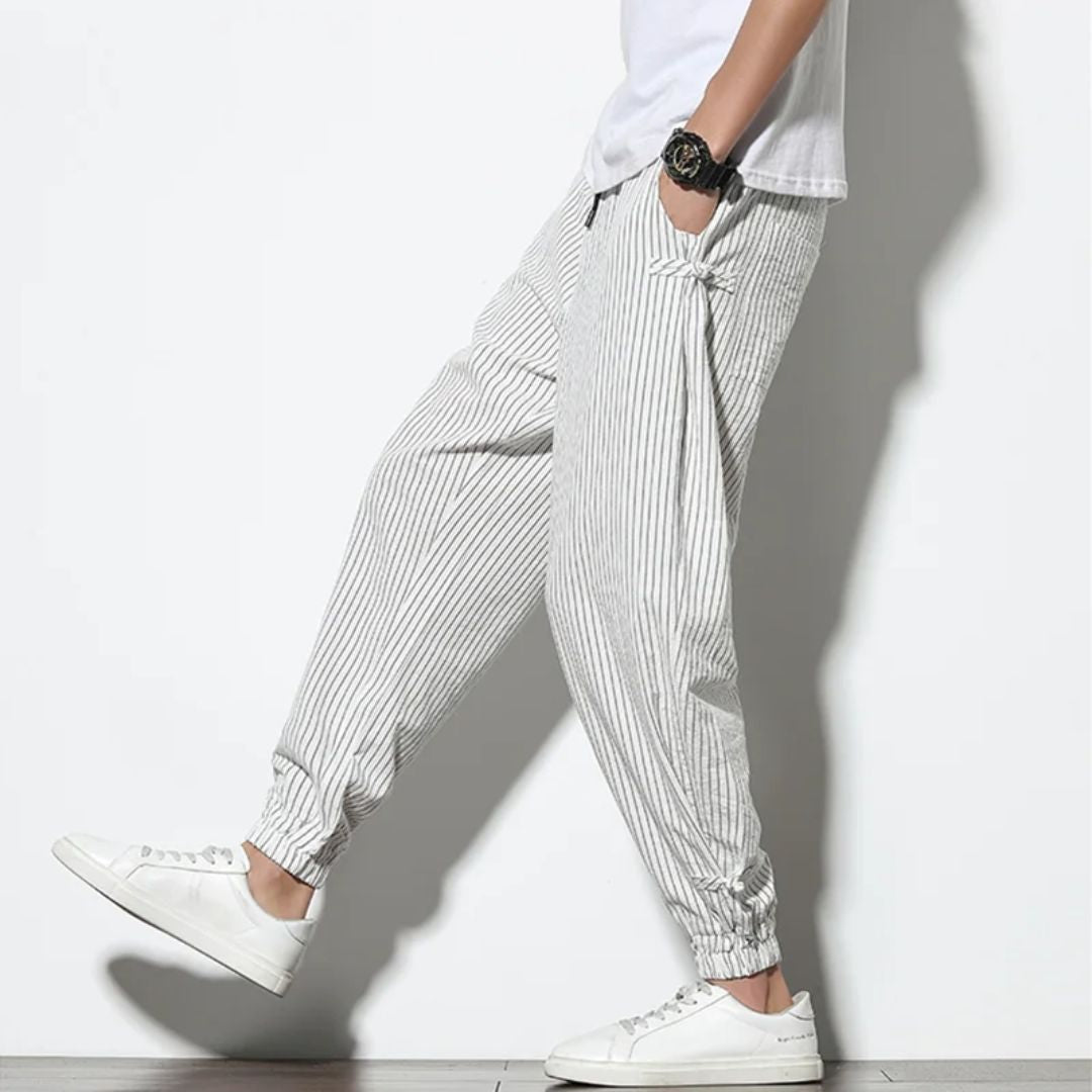 Heren Chino Broek Linnen Katoen Casual Rechte Pasvorm 1
