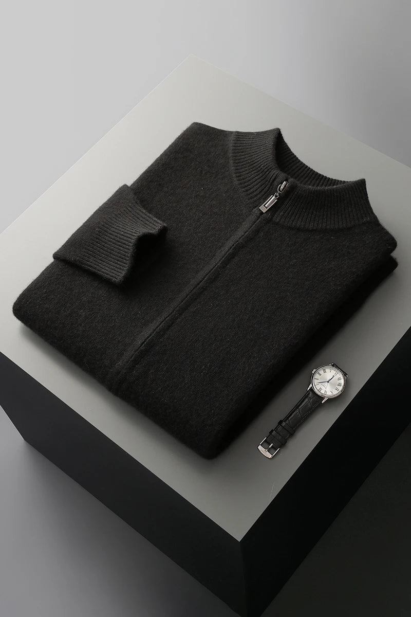 Heren Coltrui Dikke Gebreide Merinowol Cardigan 10