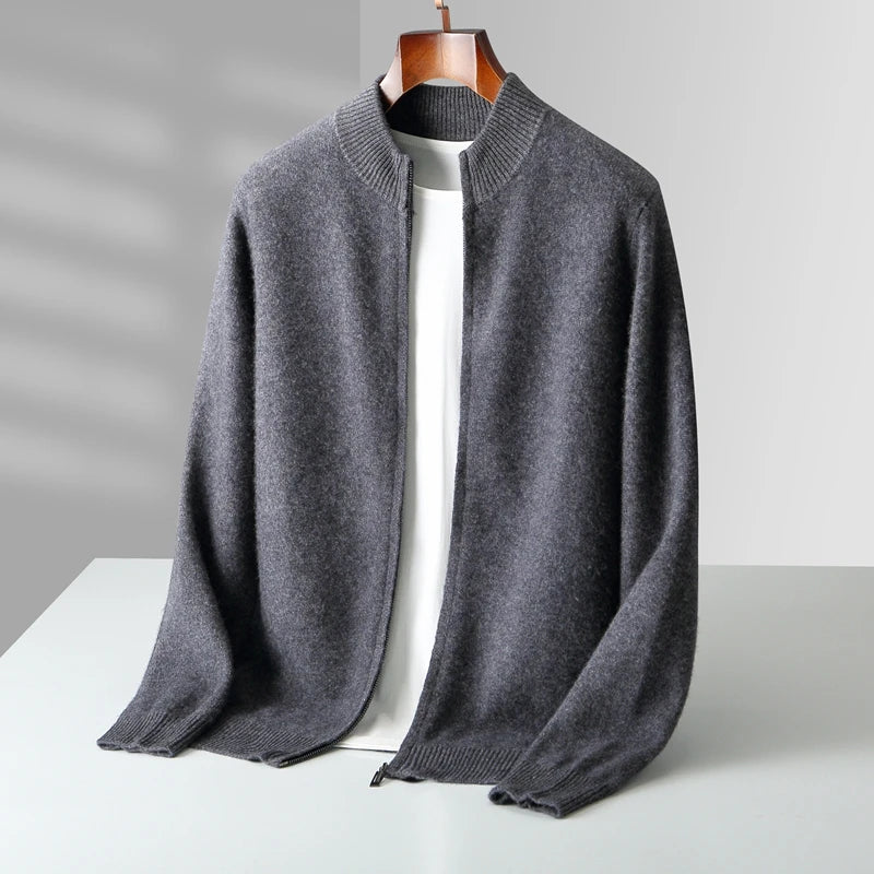 Heren Coltrui Dikke Gebreide Merinowol Cardigan 3