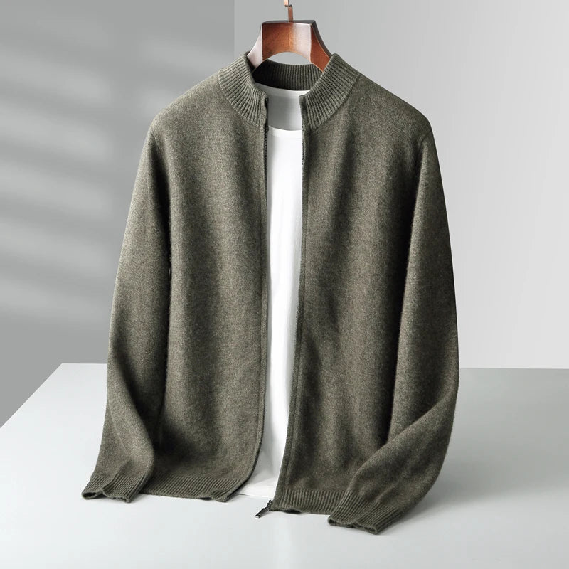 Heren Coltrui Dikke Gebreide Merinowol Cardigan 4