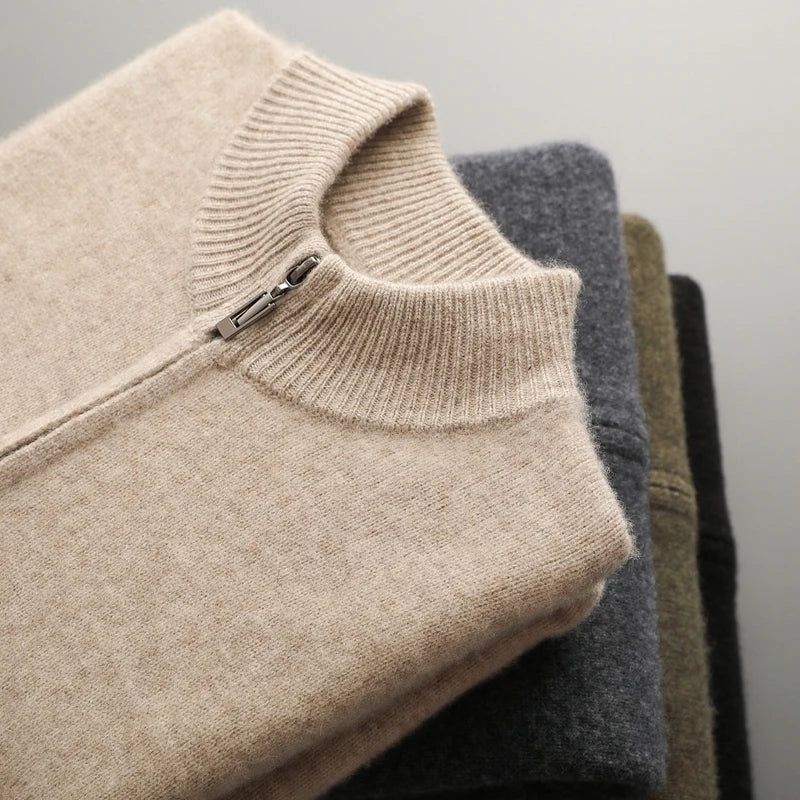 Heren Coltrui Dikke Gebreide Merinowol Cardigan 5