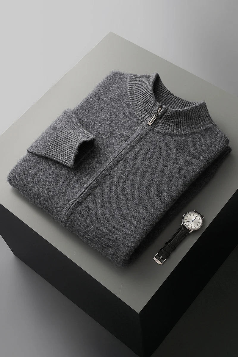 Heren Coltrui Dikke Gebreide Merinowol Cardigan 6