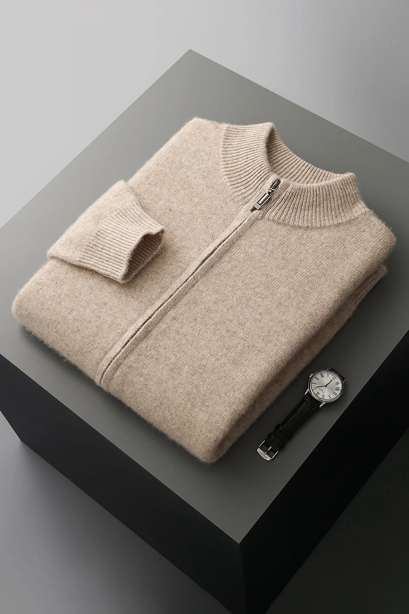 Heren Coltrui Dikke Gebreide Merinowol Cardigan 7