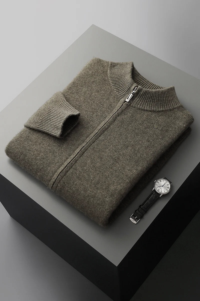 Heren Coltrui Dikke Gebreide Merinowol Cardigan 8