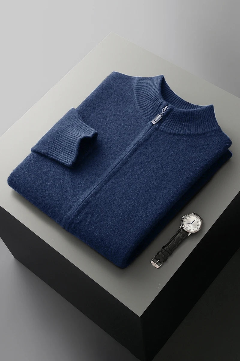 Heren Coltrui Dikke Gebreide Merinowol Cardigan 9