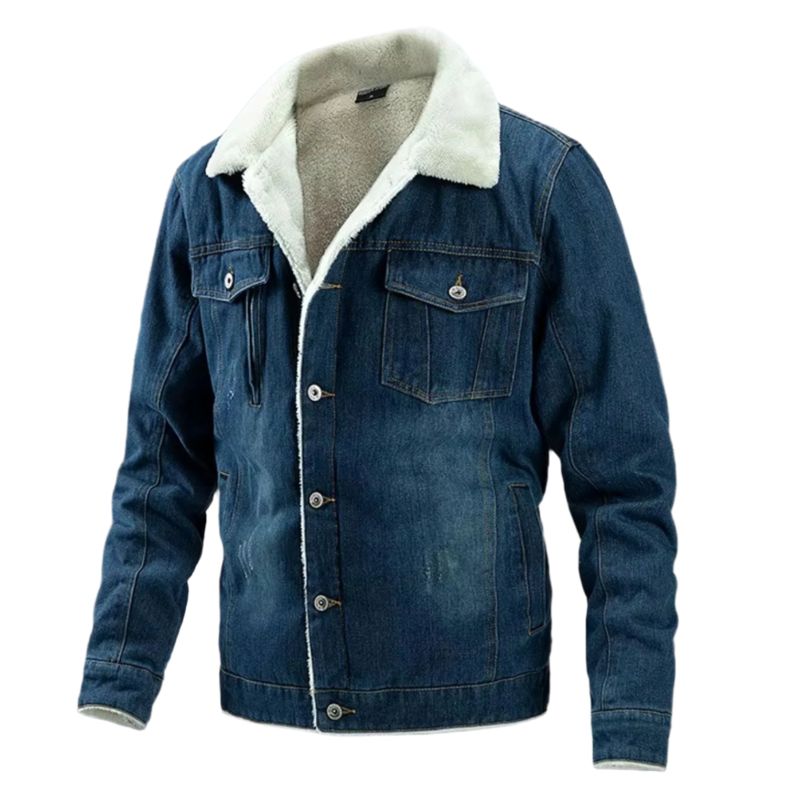 Heren Denim Jas met Fleece Voering 0
