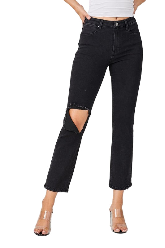 Heren Denim Jeans Distressed Zwart 0