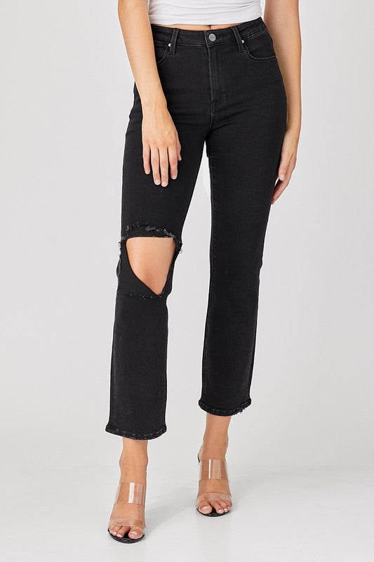 Heren Denim Jeans Distressed Zwart 1