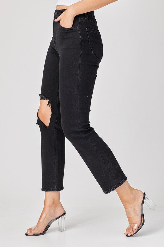 Heren Denim Jeans Distressed Zwart 2