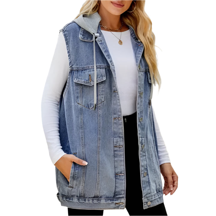 Heren Denim Vest met Kap Urban Edge 0