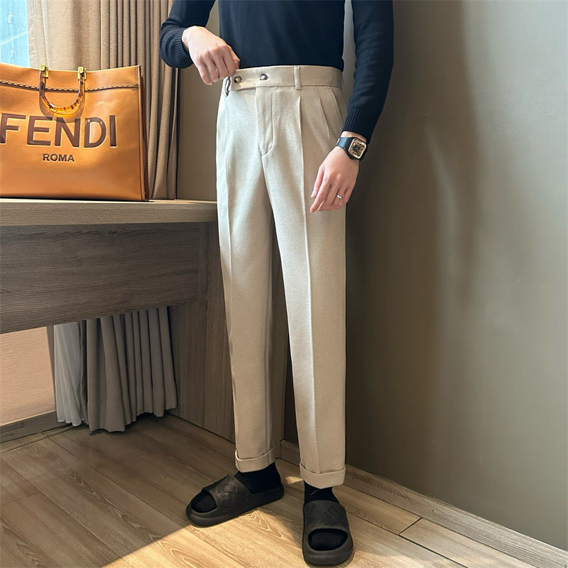Heren Dress Trousers Wolmix Tailored Fit Hoge Taille 2