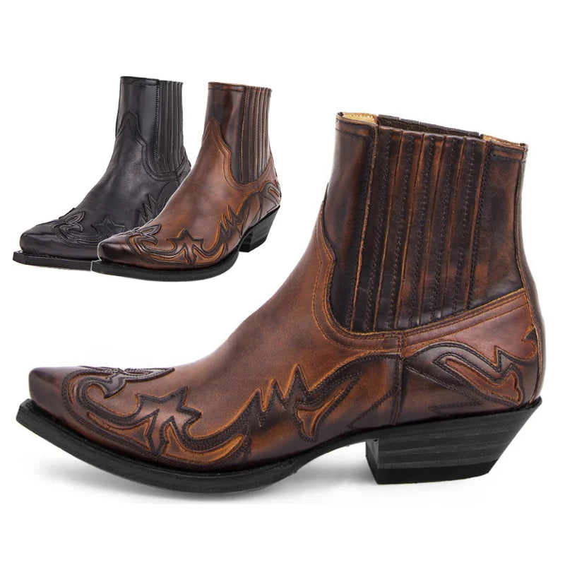 Heren Enkellaarsjes Cowboy Stijl Synthetisch Met Rits 1